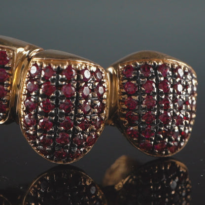 14K Yellow Gold Red Pave (Bottom) Grillz