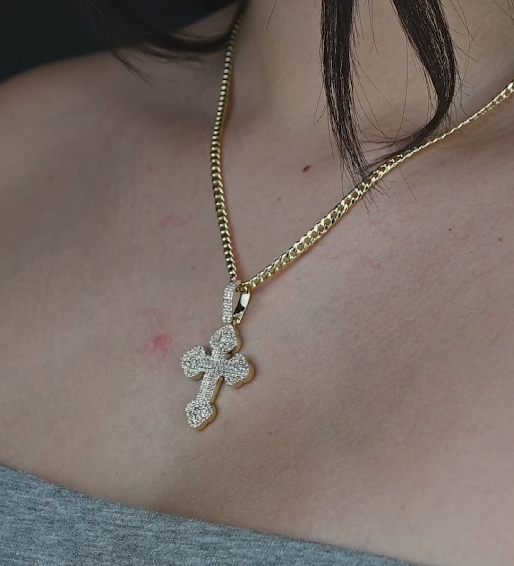 10K Yellow Gold Diamond Cross Pendant 1.54 ctw