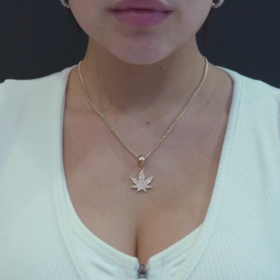 10k Yellow Gold Weed Leaf Diamond Pendant 0.49 ctw
