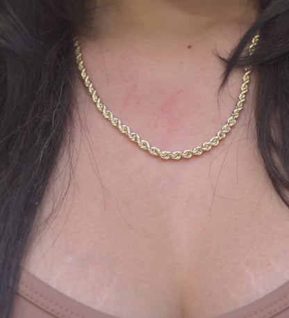 14K White Gold Solid Rope Chain 4mm