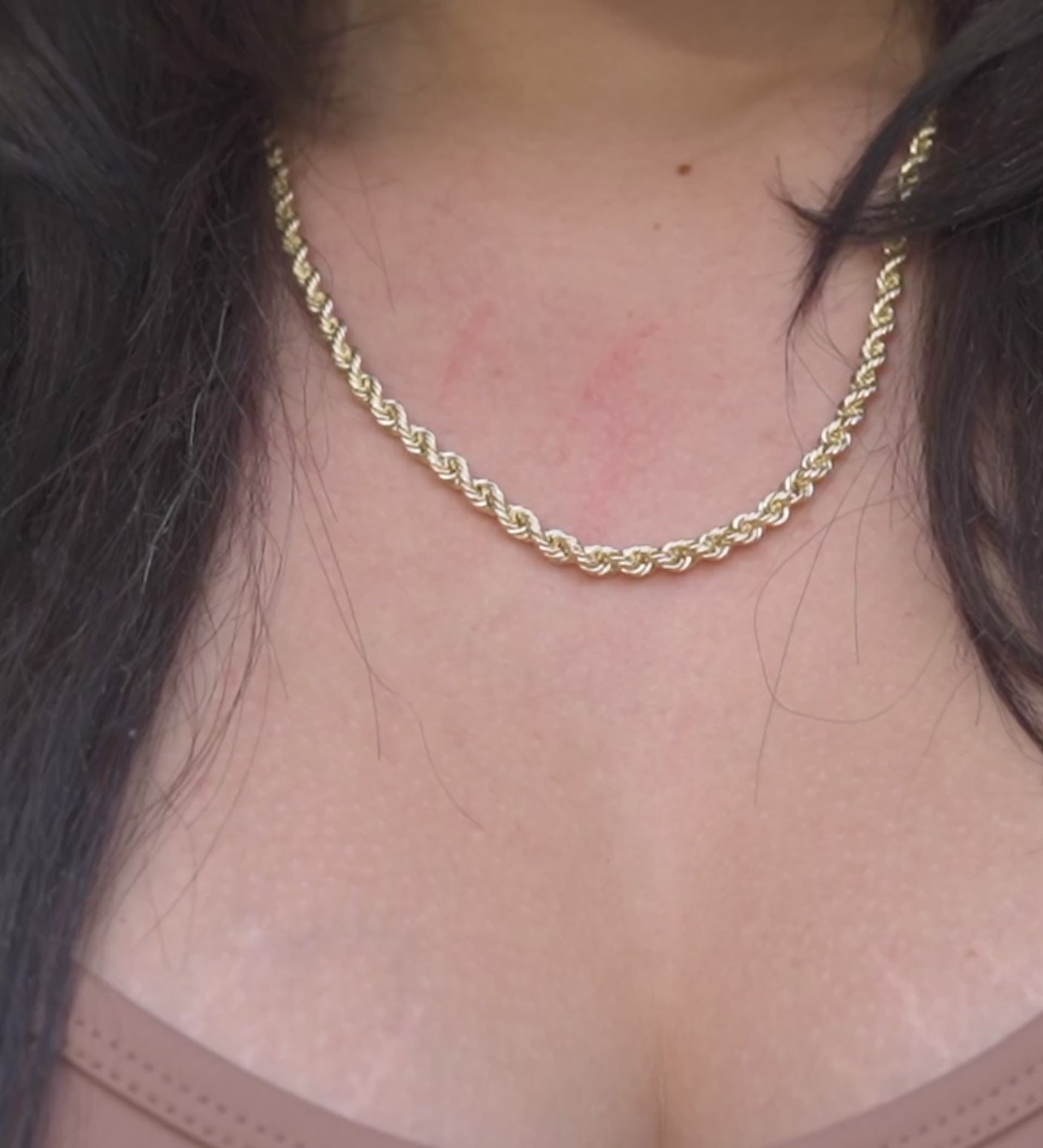 14K White Gold Solid Rope Chain 4mm