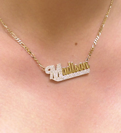 14K Solid Gold Personalized Name Necklace Cursive