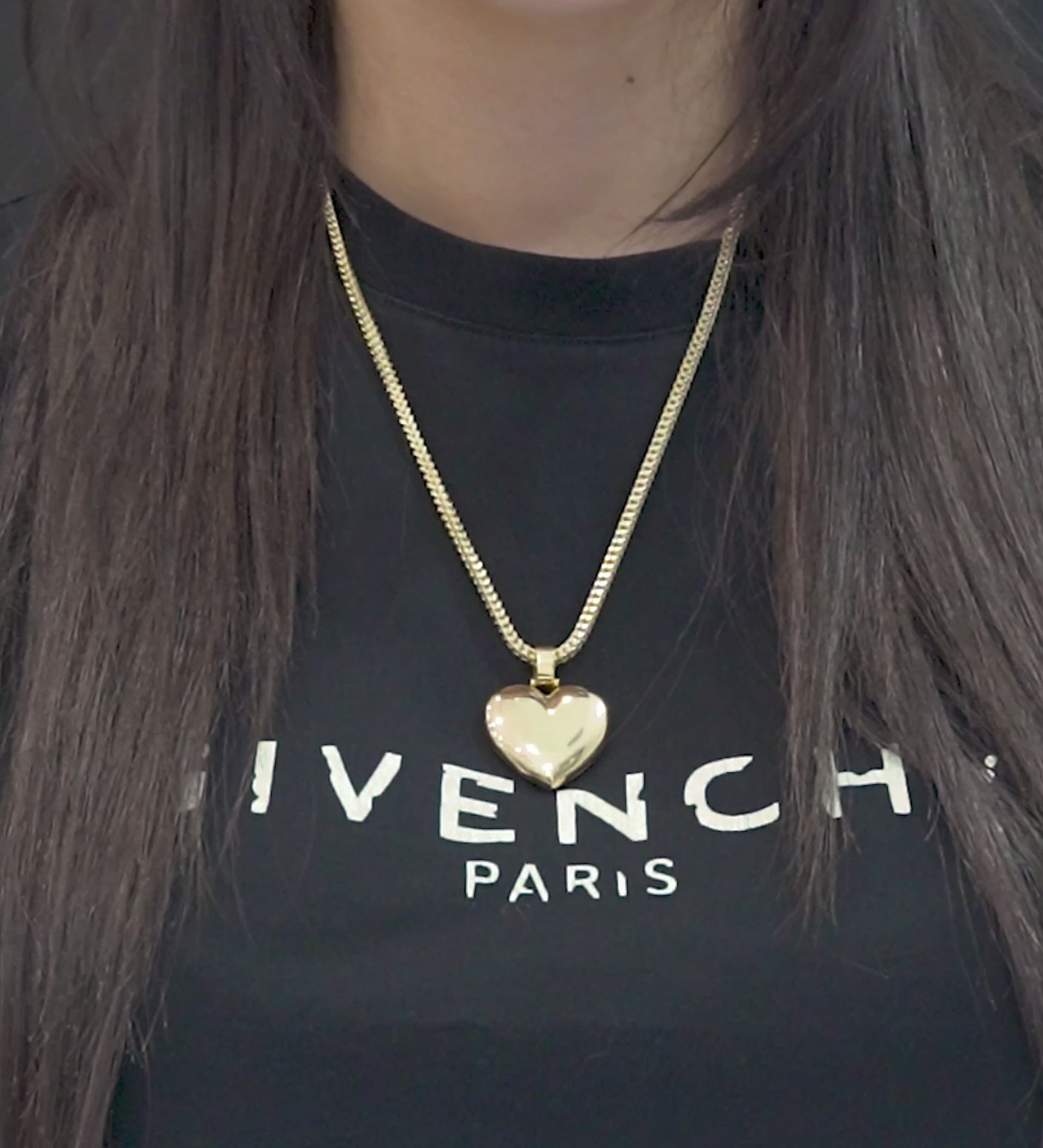 10K Yellow Gold Heart Picture Locket Pendant