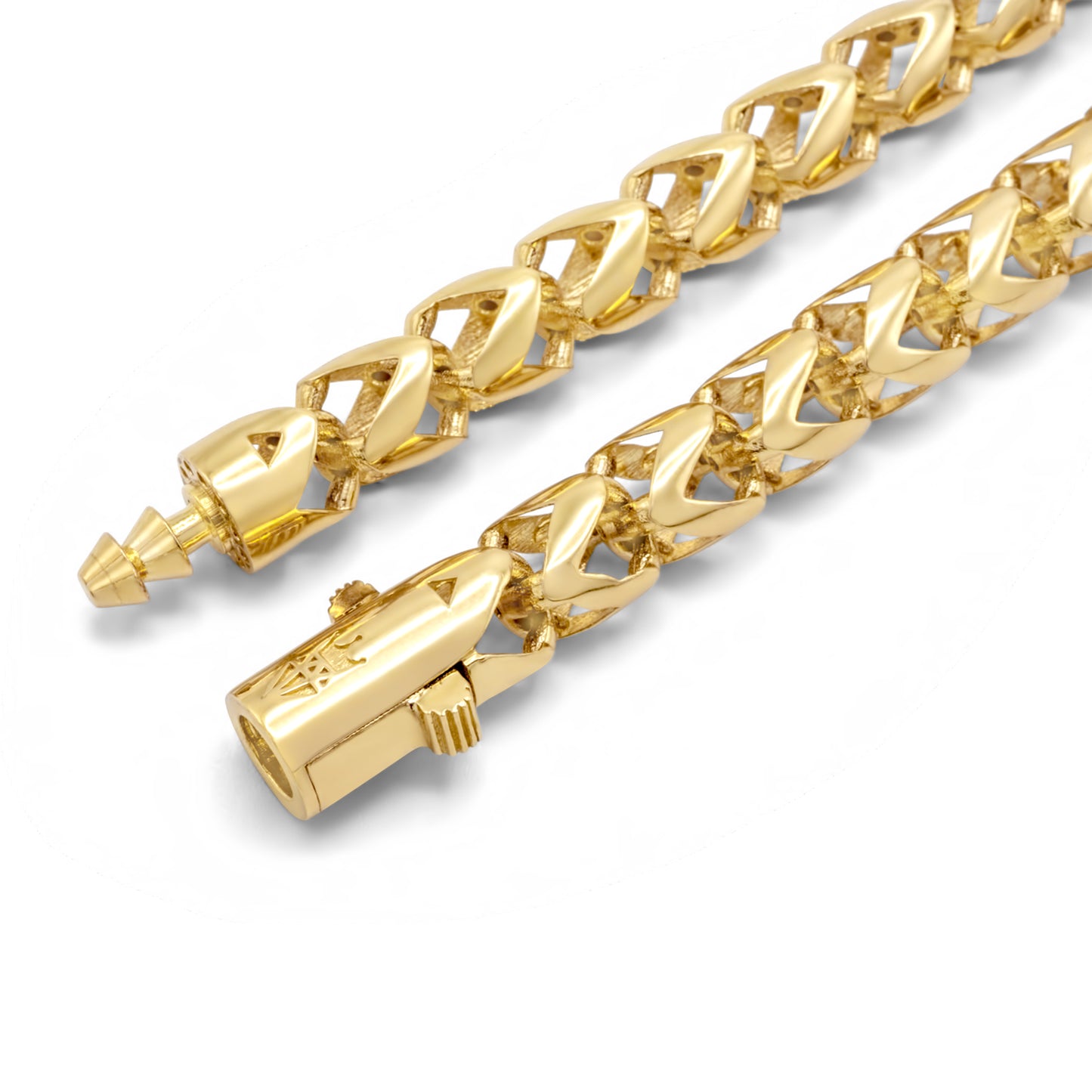 10k Yellow Gold Hollow Franco Link Bracelet 7.35mm