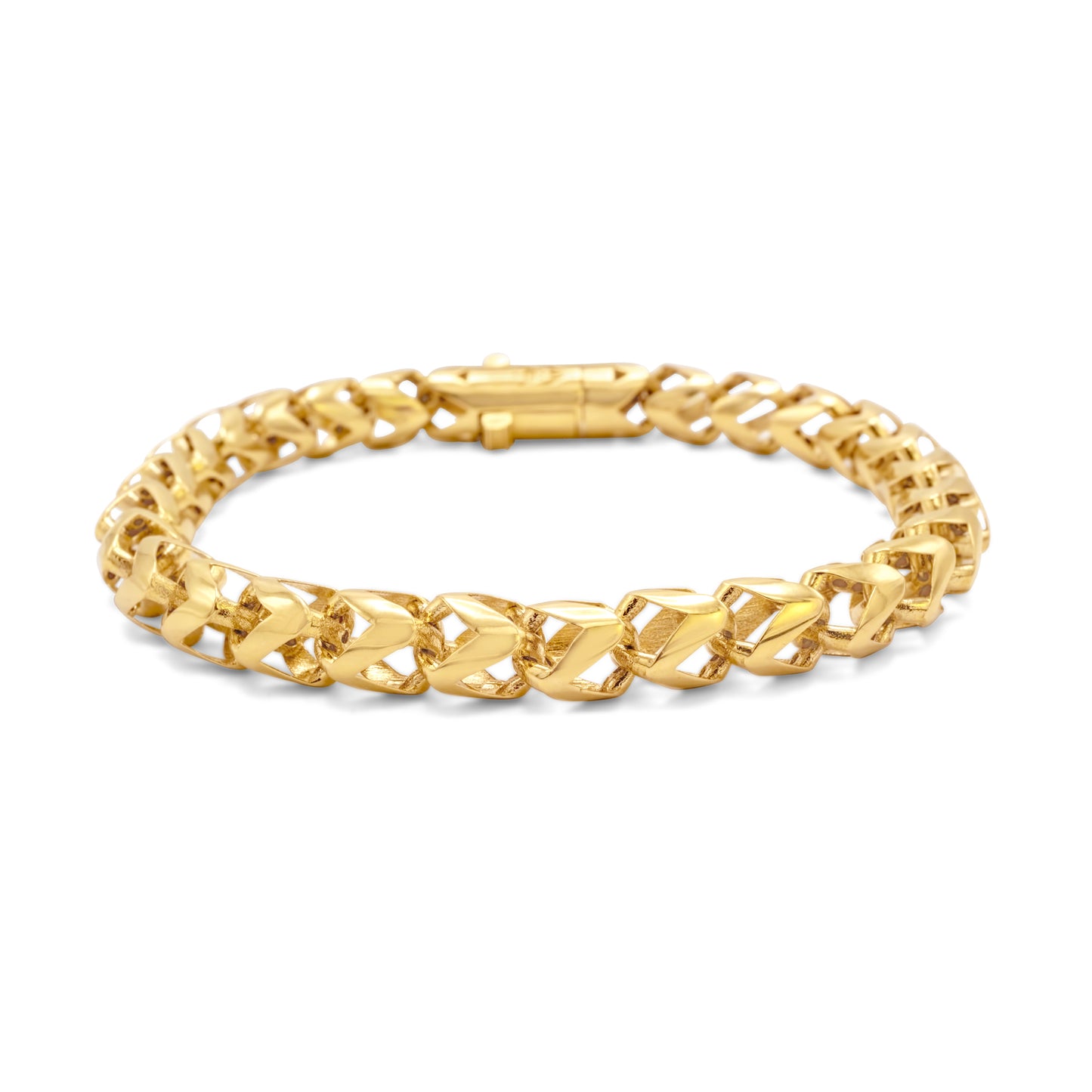 10k Yellow Gold Hollow Franco Link Bracelet 7.35mm