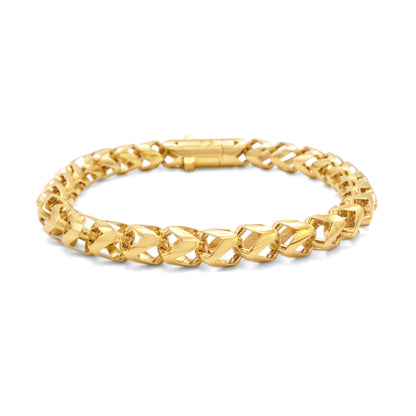 10k Yellow Gold Hollow Franco Link Bracelet 7.35mm