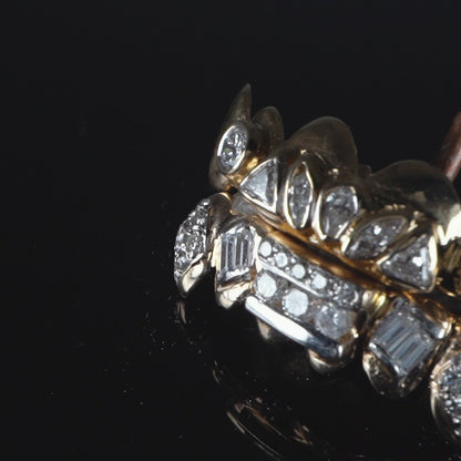 14K Yellow Gold Assortment of Diamonds (Top & Bottom Set) Grillz