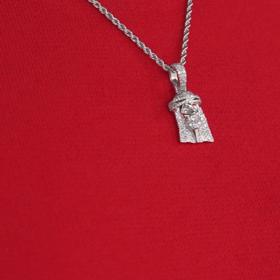 14K White Gold Jesus Diamond Pendant 0.60 ctw