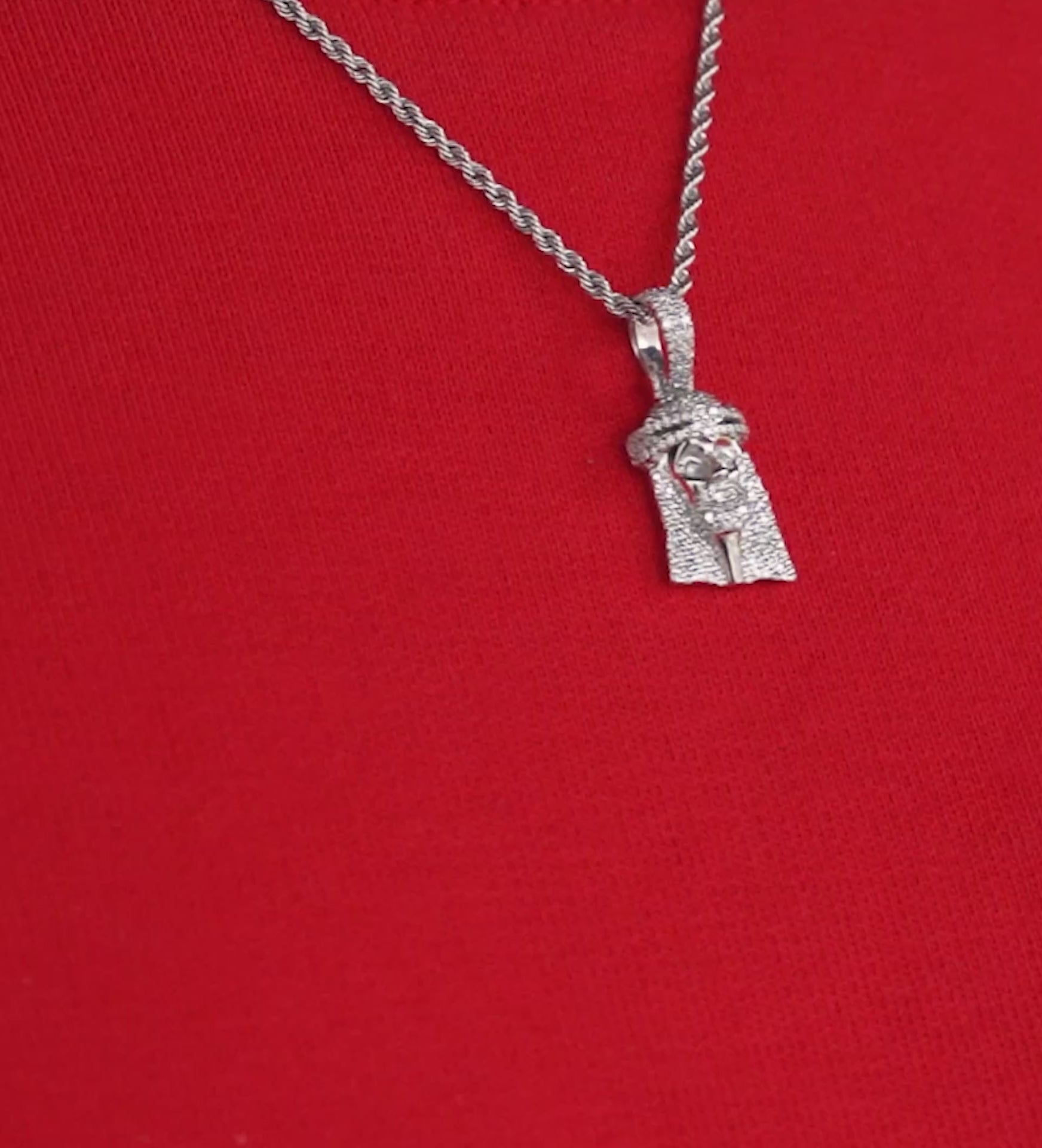 14K White Gold Jesus Diamond Pendant 0.60 ctw