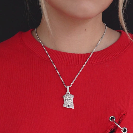 14K White Gold Jesus Diamond Pendant 1.21 ctw