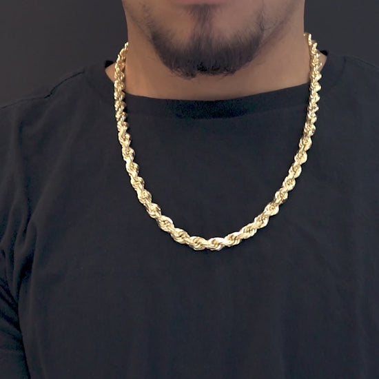 10K Yellow Gold Solid Rope Chain 6.5mm