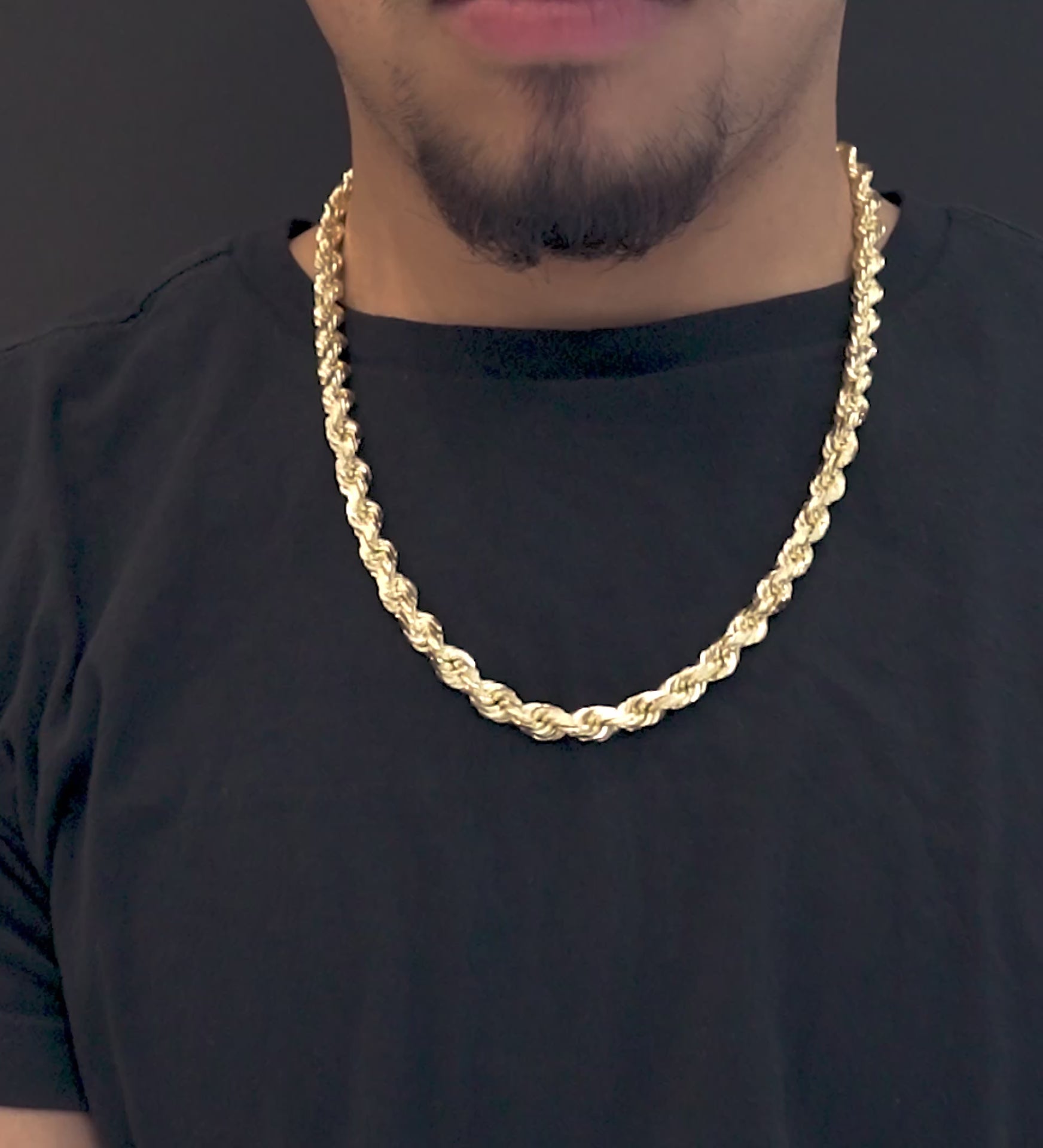 10K Yellow Gold Solid Rope Chain 6.5mm