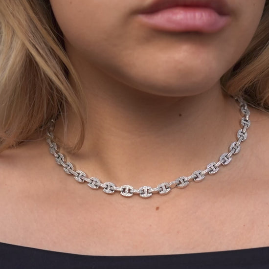 10K White Gold Diamond Mariner Chain 7mm 5.86 ctw