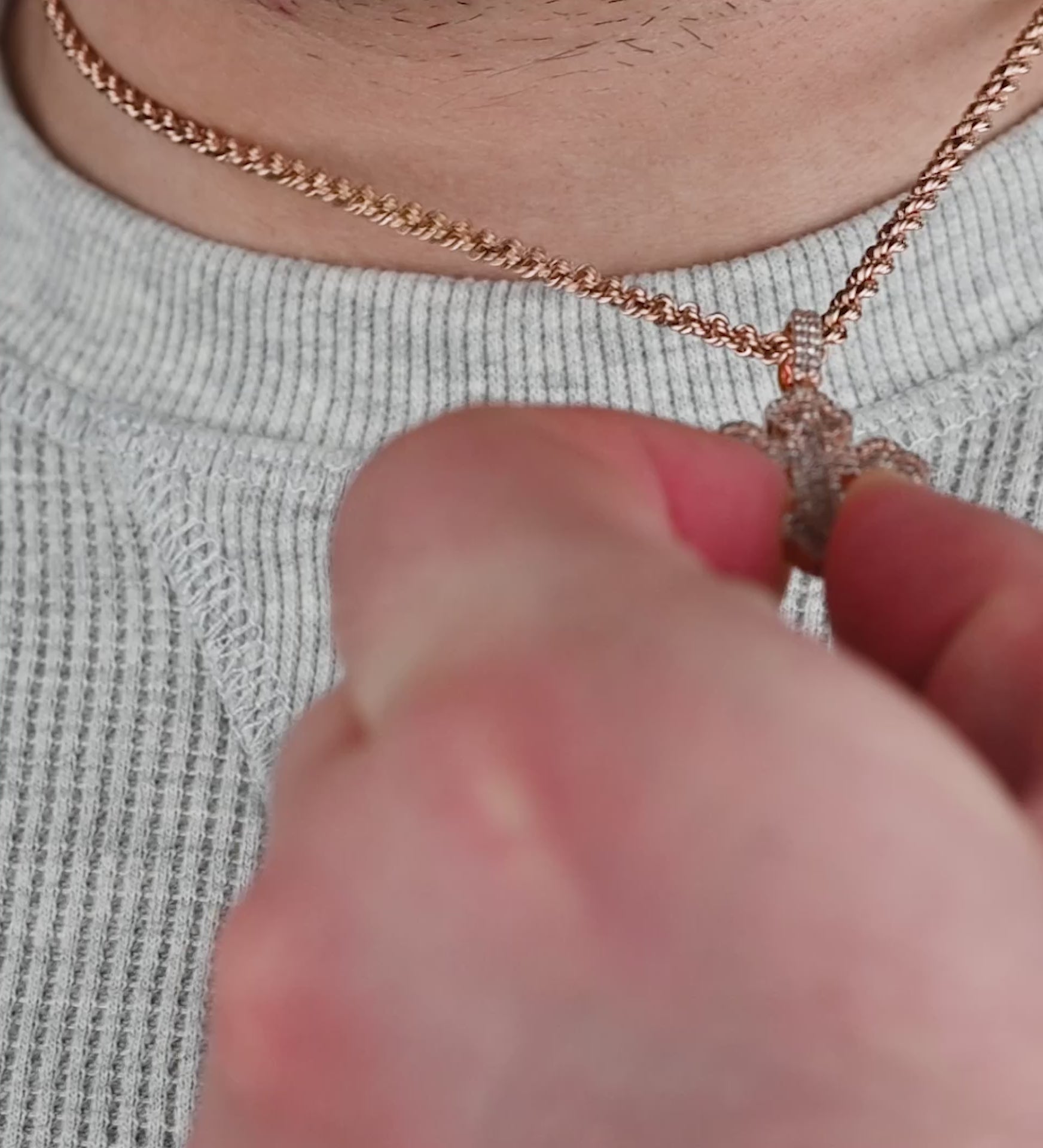 14K Rose Gold Diamond Cross Pendant 0.93 ctw