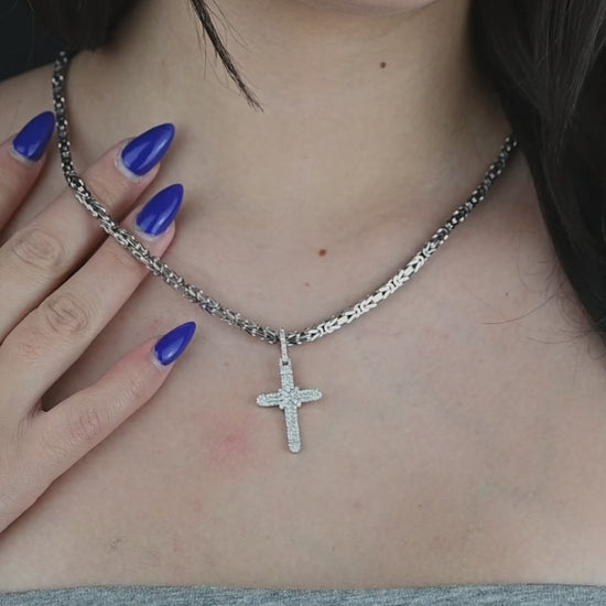 10K White Gold Diamond Cross Pendant 0.60 ctw