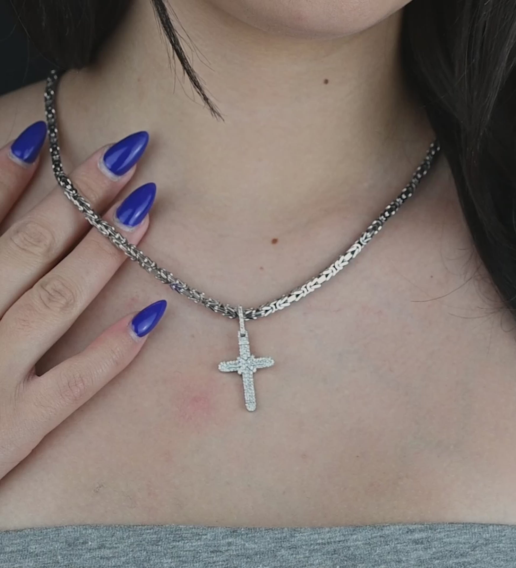 10K White Gold Diamond Cross Pendant 0.60 ctw