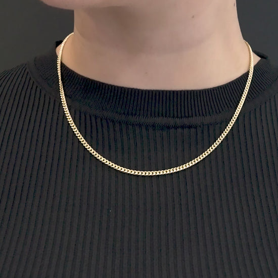 14k Solid Yellow Gold Cuban Link Chain 3mm