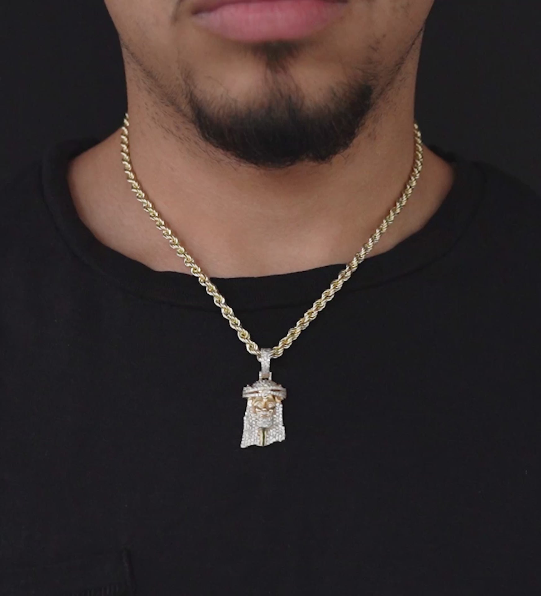14K Yellow Gold Jesus Diamond Pendant 1.30 ctw