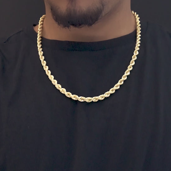 10K Yellow Gold Hollow Rope Chain 6mm